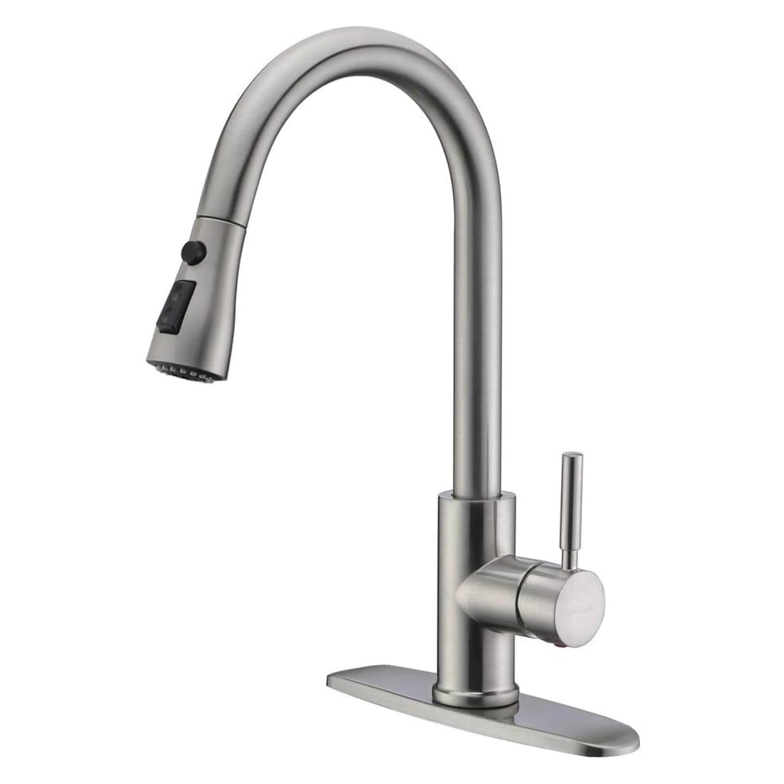 WEWE High-Arc Pull-Down Kitchen Faucet, Brushed Nickel, 3-Mode Sprayer Brushed Nickel Classic