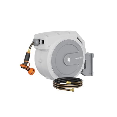 Giraffe Tools Retractable Garden Hose Reel 1/2"130FT Wall Mount Light Grey 1/2 inch x 130 ft Swivel Bracket