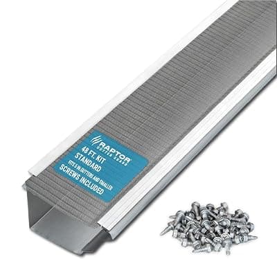RAPTOR GUTTER GUARD – 48 FT. (Nominal) Contractor Grade Stainless Steel Micro-Mesh Gutter Guard Kit with Screws Included. Fits 5 in. Gutters and Smaller. DIY-Friendly. (5.625 in. x 47.625 in.) Stainless Steel 5" - 48FT