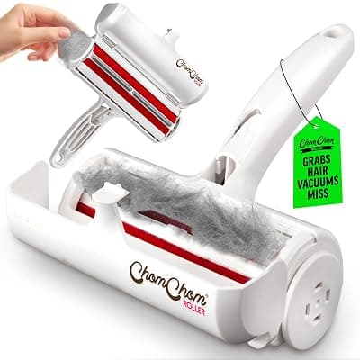 ChomChom Roller Pet Hair Remover – Original Size Reusable Lint Roller for Cat & Dog Hair on Furniture, Couch, Carpet, Car, Rugs & Bedding – Portable, Eco-Friendly (White) White Classic