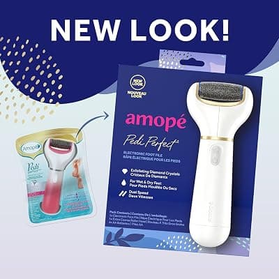 Amopé Pedi Perfect Electric Callus Remover Foot File w/ Diamond Crystals, Pedicure Tool for Feet, Removes Hard & Dead Skin, Feet Scrubber & Buffer, Splashproof, w/ Extra Coarse Roller Head, 1 Count 1 Count (Pack of 1)