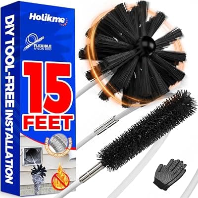 Holikme Dryer Vent Cleaner Kit - 15Ft Flexible Lint Brush for Deep Cleaning