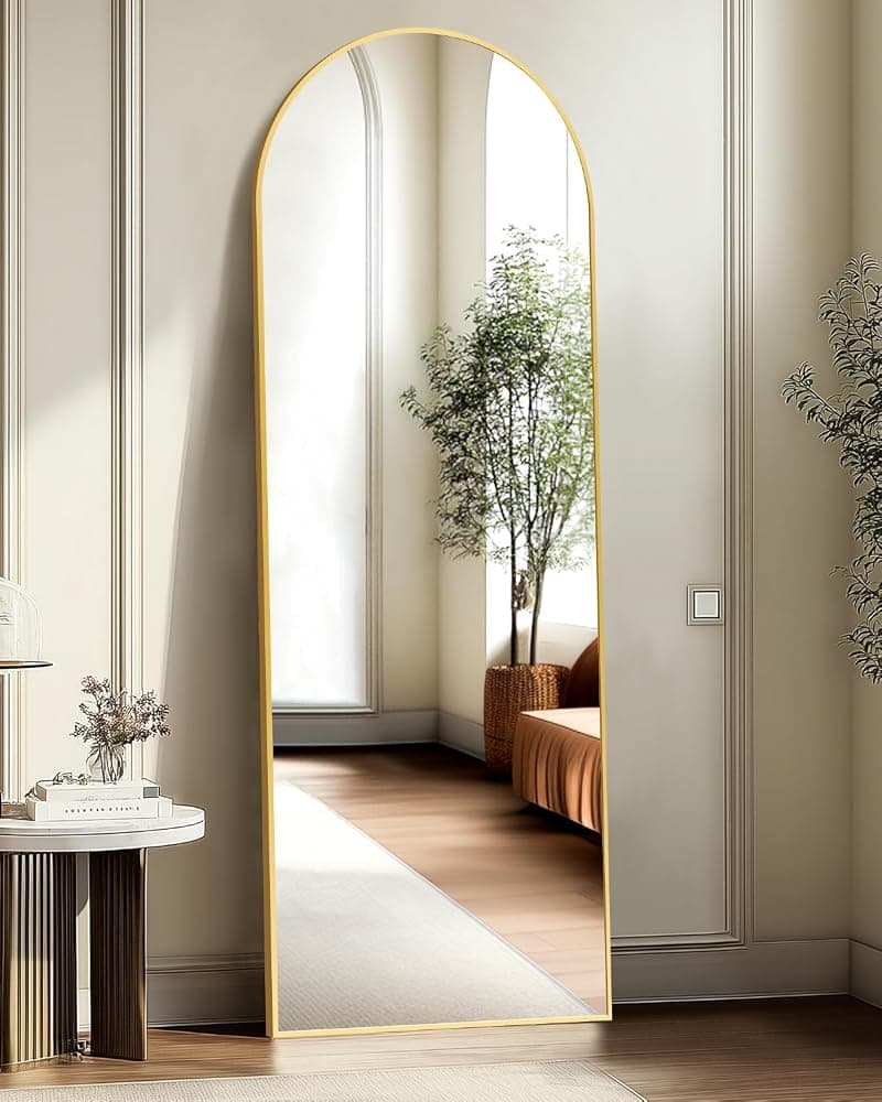 Arched Full-Length Mirror 56×15 — Gold Frame, Leans or Stands