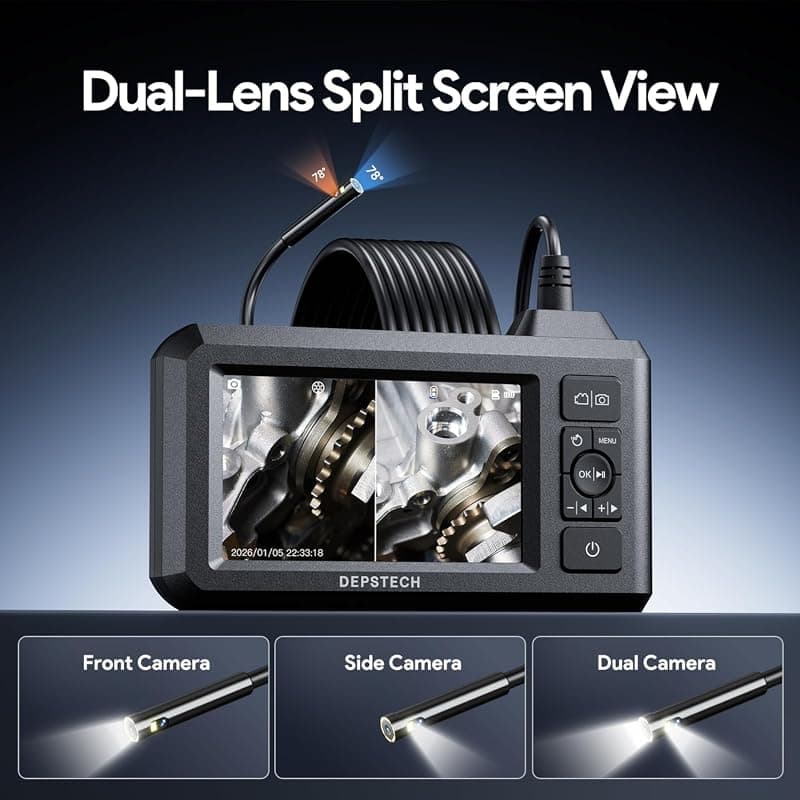 DEPSTECH Endoscope Camera with Light, Dual Lens Inspection Borescope 16.5FT Black