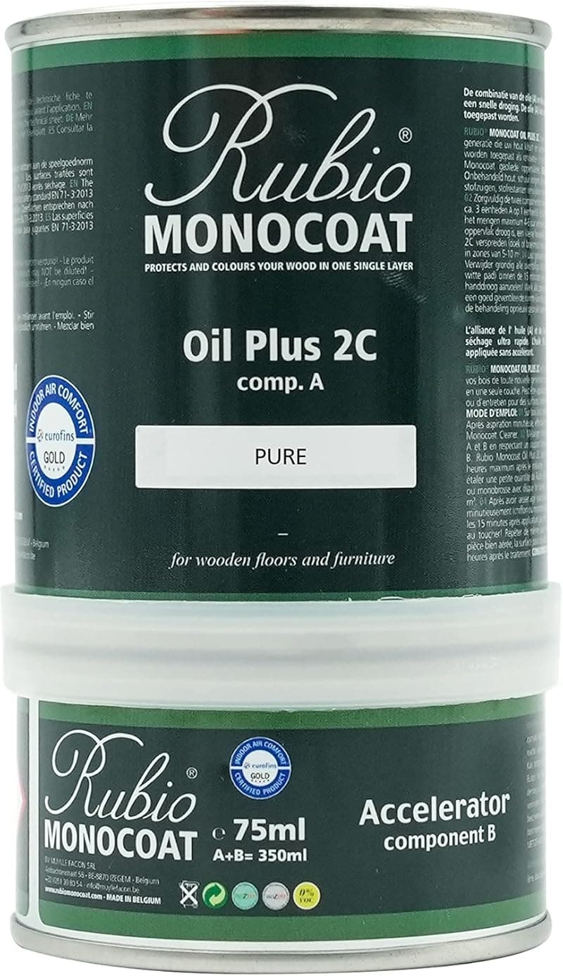 Rubio Monocoat Oil Plus 2C, 175 ft², Wood Stain, Pure, 350 mL