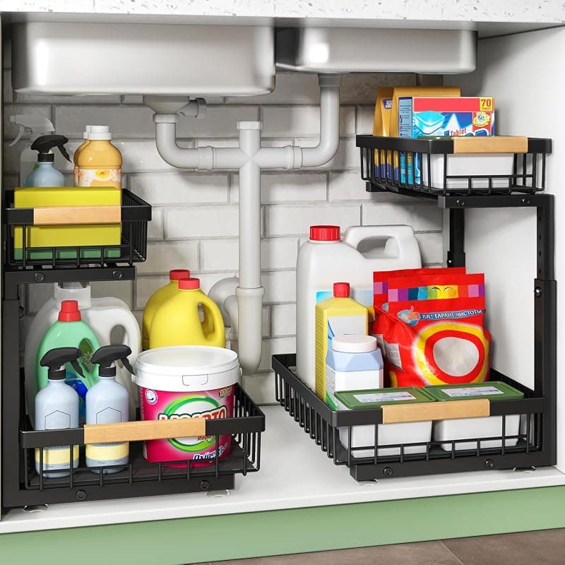 Under Sink Organizer — L-Shaped 2-Tier Pull-Out (Kitstorack)